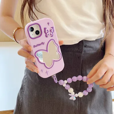 Purple Butterfly Mirror Silicone Phone Case