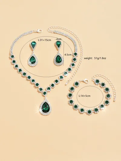 Fashion Jewelry Bridal Jewelry Suit Necklace Ear Stud Bracelet Three-piece Set