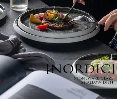 Ceramic Western Cuisine Plate Nordic Style Steak Plate Italian Pasta Dish Household Dinner Plate Restaurant Dessert Flat Ware