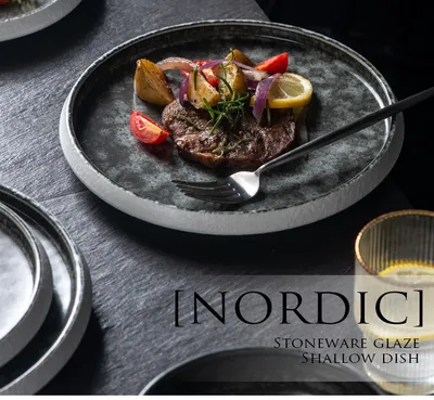 Ceramic Western Cuisine Plate Nordic Style Steak Plate Italian Pasta Dish Household Dinner Plate Restaurant Dessert Flat Ware