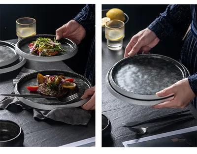 Ceramic Western Cuisine Plate Nordic Style Steak Plate Italian Pasta Dish Household Dinner Plate Restaurant Dessert Flat Ware