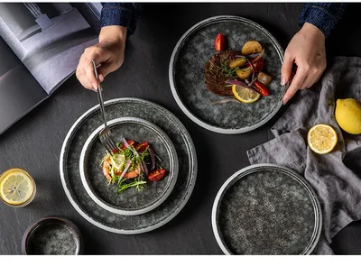 Ceramic Western Cuisine Plate Nordic Style Steak Plate Italian Pasta Dish Household Dinner Plate Restaurant Dessert Flat Ware