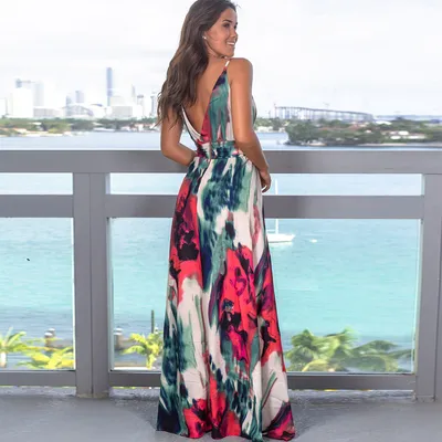 Strap leak back beach dress