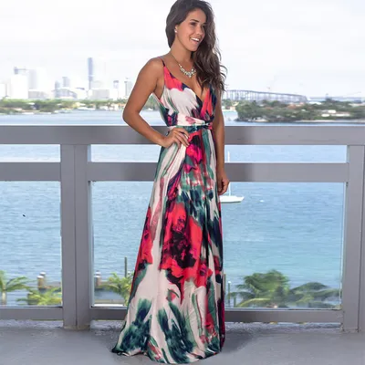 Strap leak back beach dress
