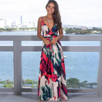 Strap leak back beach dress