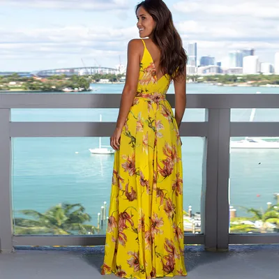 Strap leak back beach dress
