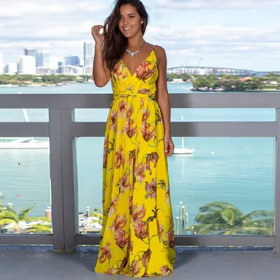 Strap leak back beach dress