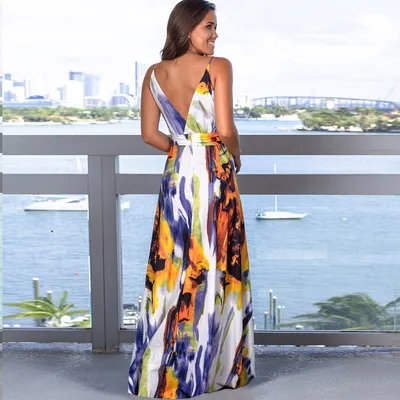 Strap leak back beach dress