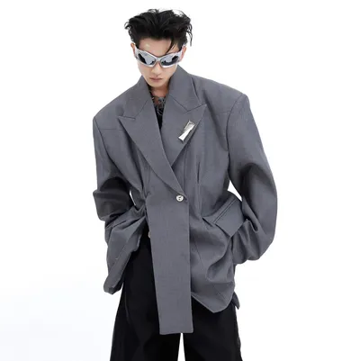 Niche Deconstruction Twill Texture Large Profile Suit Jacket