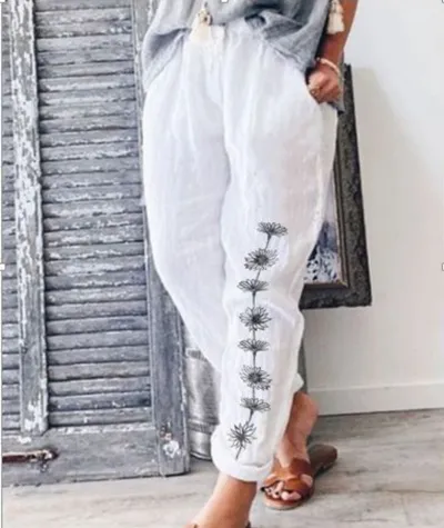 Elegant Cotton And Linen Floral Print Casual Jumpsuit
