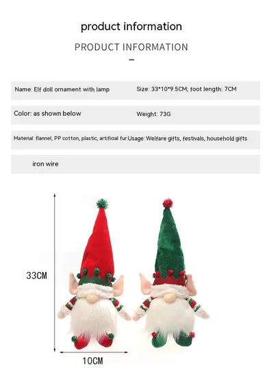 Doll Ornaments Children's Gift With Light Christmas Luminous Decoration Supplies