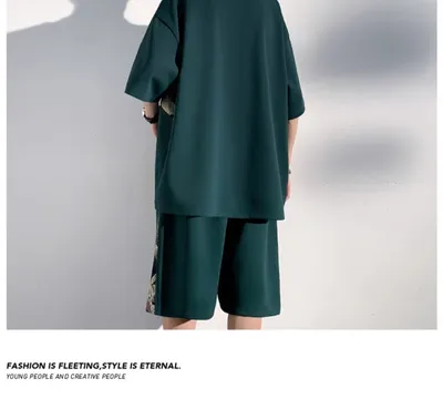 Two-piece Loose Casual Plus Size Short-sleeved Cropped Pants