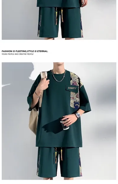 Two-piece Loose Casual Plus Size Short-sleeved Cropped Pants