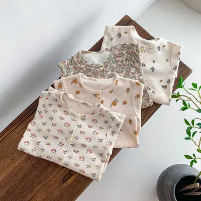 Spring And Autumn Baby Romper Floral Long Sleeve Jumpsuit