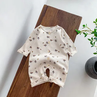 Spring And Autumn Baby Romper Floral Long Sleeve Jumpsuit