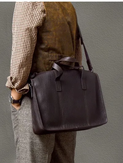 حقيبة يد رجالية من جلد البقر السميك للاستخدام اليومي