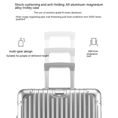 Aluminum Magnesium Alloy Luggage Large Capacity Trolley Case