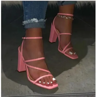 Sandals And Slippers Fashion Women's Shoes With Thick Heel Buckle Plus Size