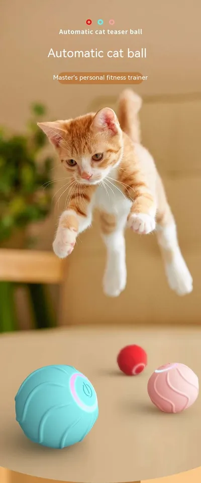Smart Cat Toys Rolling Ball Pet Cat Owner Interactive Pets Toys Automatic Bouncing Ball USB Self Hi Teasing Kittens Jumping Ball