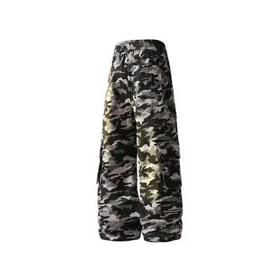 Retro Jungle Camouflage Workwear Wide Leg Pants
