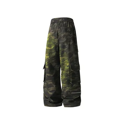 Retro Jungle Camouflage Workwear Wide Leg Pants