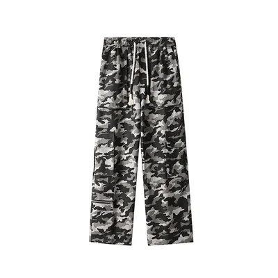 Retro Jungle Camouflage Workwear Wide Leg Pants