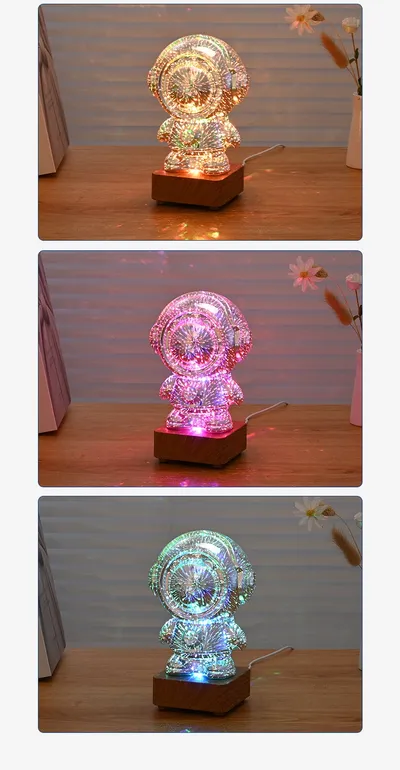 Spaceman 3D Fireworks USB Plug-in Small Night Lamp Home Decor