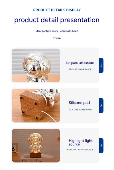Spaceman 3D Fireworks USB Plug-in Small Night Lamp Home Decor