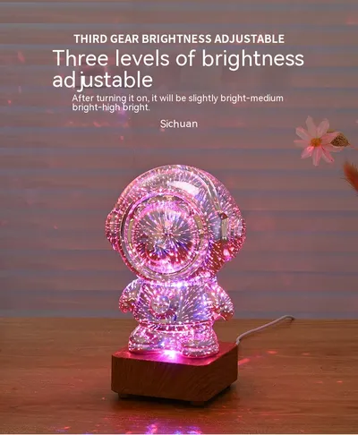 Spaceman 3D Fireworks USB Plug-in Small Night Lamp Home Decor