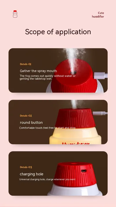New Creative Yogurt Cup Humidifier Usb Hydrating Mute Sprayer Atmosphere Night Light