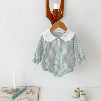 Long Sleeve Bottom-covering Rompers Baby Girl Doll Collar Romper