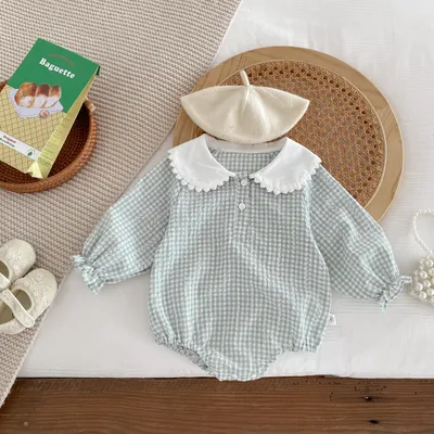 Long Sleeve Bottom-covering Rompers Baby Girl Doll Collar Romper