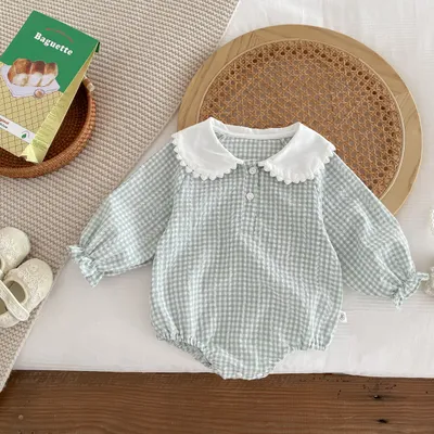Long Sleeve Bottom-covering Rompers Baby Girl Doll Collar Romper