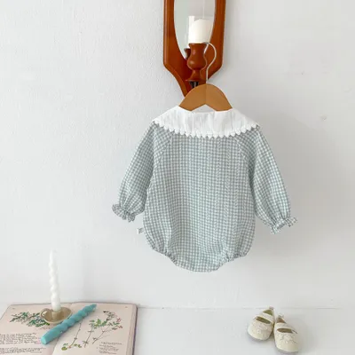 Long Sleeve Bottom-covering Rompers Baby Girl Doll Collar Romper