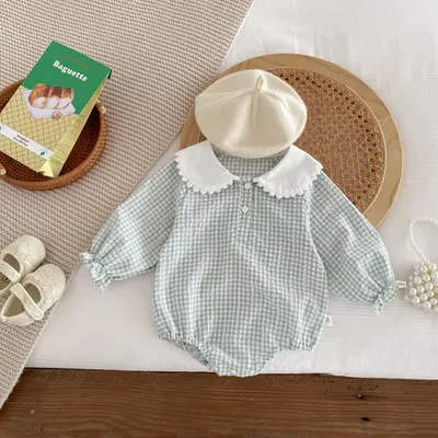 Long Sleeve Bottom-covering Rompers Baby Girl Doll Collar Romper