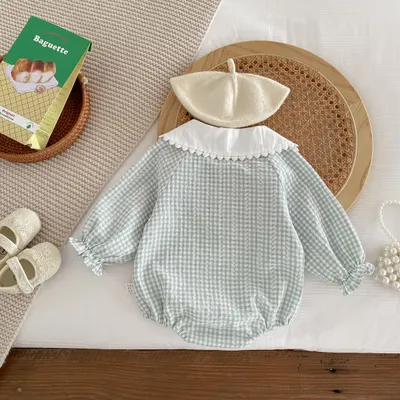 Long Sleeve Bottom-covering Rompers Baby Girl Doll Collar Romper