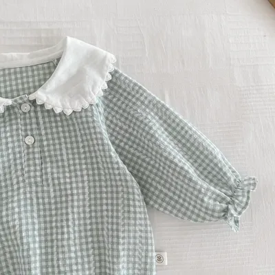 Long Sleeve Bottom-covering Rompers Baby Girl Doll Collar Romper