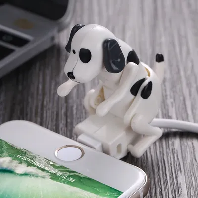 Cartoon Rogue Dog And Puppy Data Cable