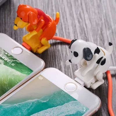 Cartoon Rogue Dog And Puppy Data Cable