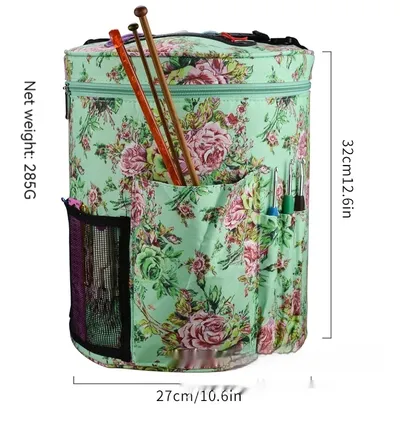 Wool Storage DIY Woven Buggy One Shoulder Printing Bucket Bag Luggage Round Bag