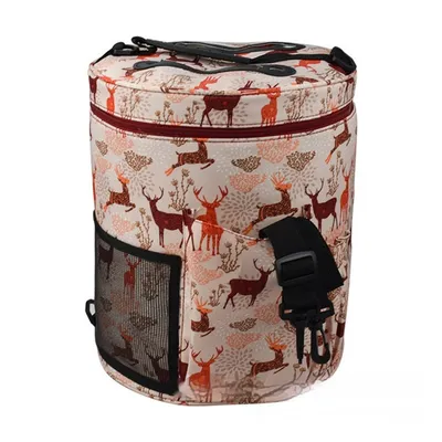 Wool Storage DIY Woven Buggy One Shoulder Printing Bucket Bag Luggage Round Bag