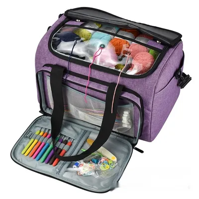 Wool Storage DIY Woven Buggy One Shoulder Printing Bucket Bag Luggage Round Bag