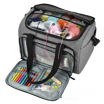 Wool Storage DIY Woven Buggy One Shoulder Printing Bucket Bag Luggage Round Bag