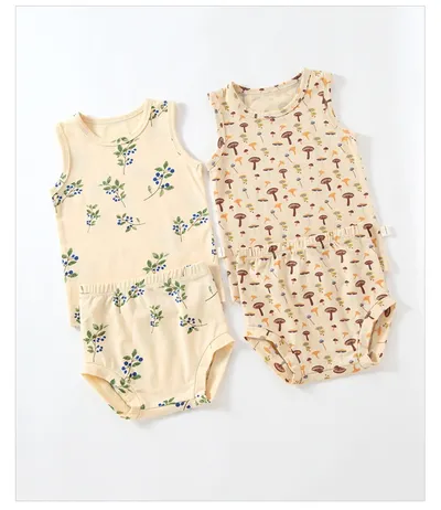 Baby Summer Vest Suit Cotton Thin Split Romper