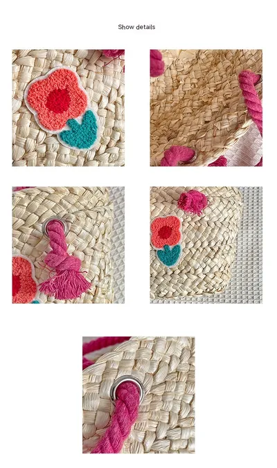 Children's Straw Handmade Knitted Messenger Bag