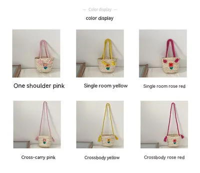 Children's Straw Handmade Knitted Messenger Bag