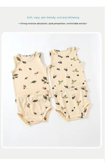 Baby Summer Vest Suit Cotton Thin Split Romper