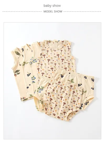 Baby Summer Vest Suit Cotton Thin Split Romper