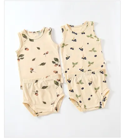 Baby Summer Vest Suit Cotton Thin Split Romper