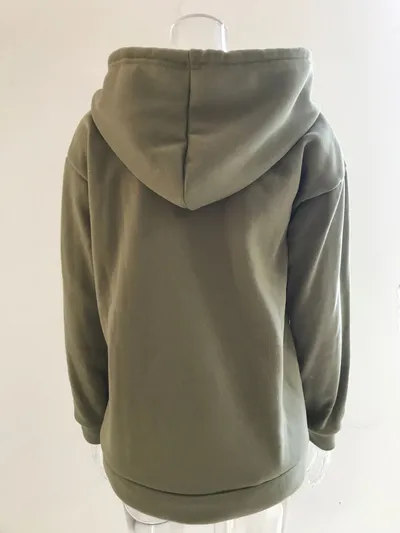 Long-sleeved Hooded Sweatshirt With Pockets Fashion Casual Button Drawstring Design Hoodie Top Spring And Autumn Sports Clothing For Women
